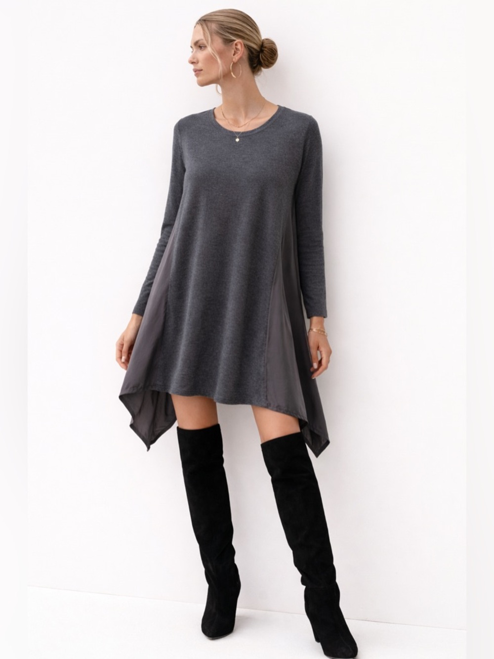 Eileen Fisher | Trapeze Mini Dress | Silk Panel | Size M